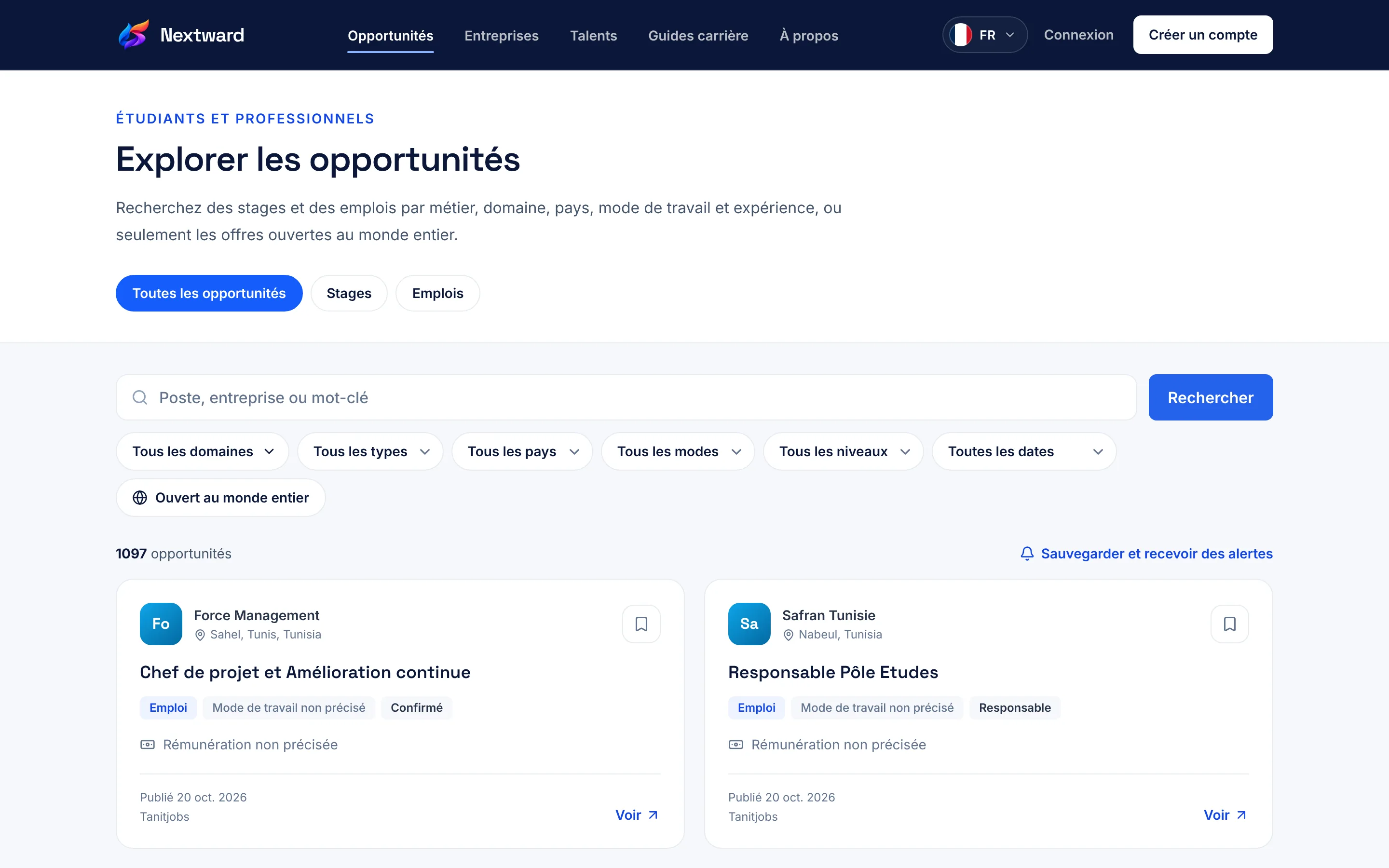 Nextward in french screen